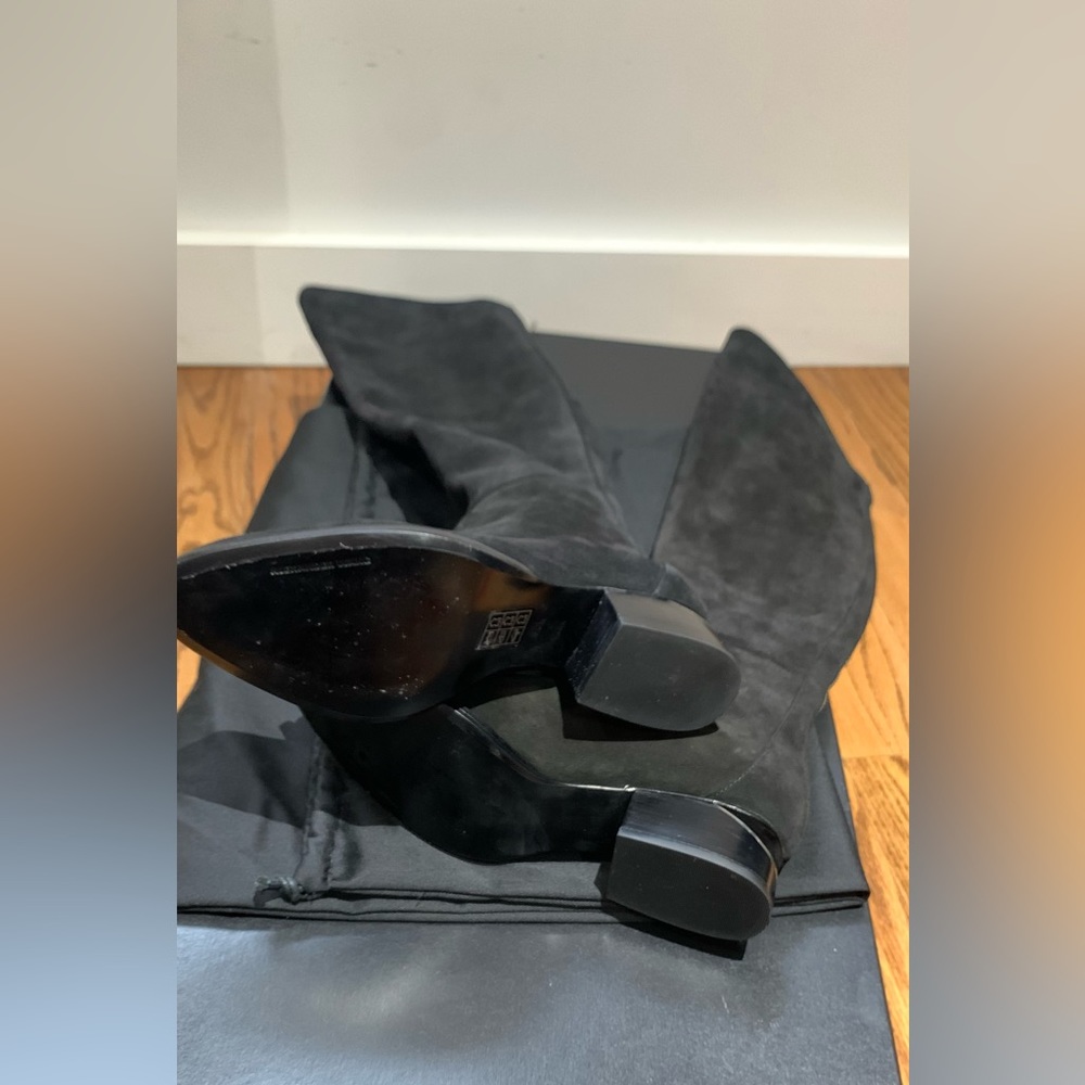 New Alexander Wang Sigrid Black Suede Tall Boots Cut out Heel Shoes - Picture 11 of 16